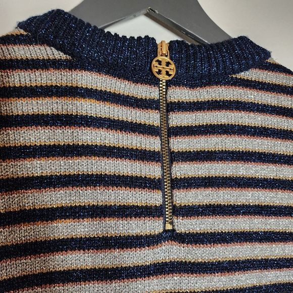 TORY BURCH metallic stripe sweater Sweatshirt size small - Picture 7 of 10